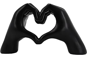 Kityemo Estatua de dedo de amor moderna, decoración de gestos negros, escultura artística moderna, dedo personalizado, perfecta para decoración creativa de bodas y escritorio