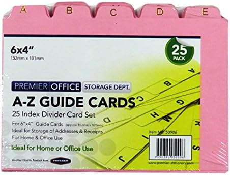 Premier Stationery A2850906 6 x 4-Inch Office A-Z Guide Index Divider Card Set