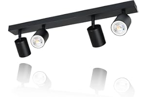 Glitzerlife Ceiling Lights Kitchen Light - 4 Way LED Spotlight Adjustable Rotatable 350° Swivelling Modern GU10 Lights MAX.25W Black Matt Industrial Ceiling for Lounge Living Room Bedroom No Bulbs
