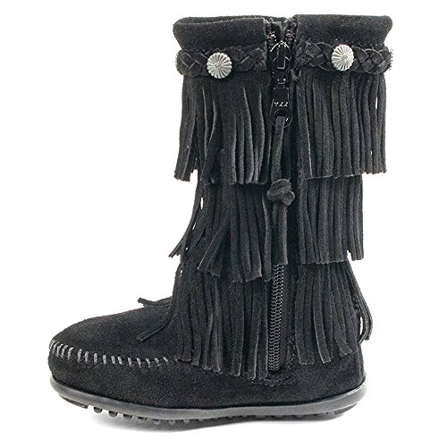 Minnetonka 3 Layer Fringe, Jungen Stiefel Black