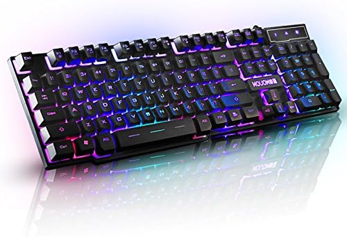 Vaevancom Folding Silent Computer Desktop Keyboard Silent Game Cable Phone Soft Keyboard Mechanical Backlight Wireless Keypad, White Rainbow