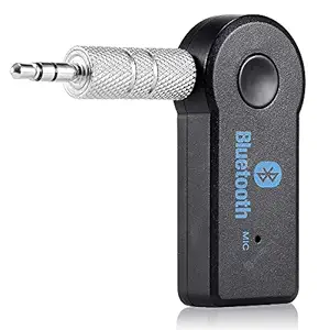 Shoptry Car Bluetooth for Isuzu D-Max V-Cross Wireless Audio Receiver with 3.5mm Jack Aux Cable Stereo System with FM Transmitter Gadgets Music Receiver - Black