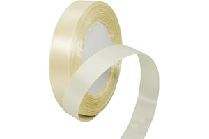 HONGCI Nastro avorio da 15 mm per confezioni regalo, nastro in raso a doppia faccia da 22 m, mazzi di fiori, decorazioni per torte nuziali