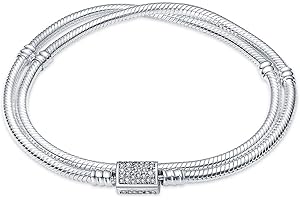 KUNVONIC bransoletka damskie 925 srebra sterlingowego dla koralików Charms, bransoletki momenty Schlangen-Gliederarmband Kmpatibel z Pandora koralików Charm, nadbokiem od 17CM do 21CM dla kobiet Freundin Mama