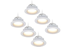 HCFEI Lot 6 Spots LED Encastrables Complet Blanc Rond avec Ampoules GU10 Module Blanc Chaud 3000K 5W 430lm eqv. 50W IP20 Dimmable, Spot encastrable Ø 68mm