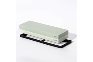 HKDZ Whetstone Knife Sharpener, 400/1000 Grits Whetstone Sharpening Stone with Non-Slip Rubber Base for Kitchen, Hunting, and Pocket Knives or Blades