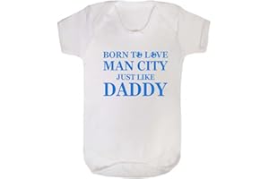 Bebe Dory Man City Baby Sleepsuit - 'Born To Love Man City Just Like Daddy- Soft 100% Combed Cotton Football-Themed Baby Sleepsuit for Football Fans