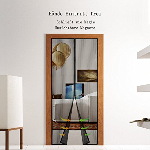 BALFER Magnet Fliegengitter Tür Insektenschutz Vorhang 90x210cm Magnet Fliegenvorhang, Klebmontage ohne Bohren, Vorhang für Balkontür Wohnzimmer Schiebetür Terrassentür - 4