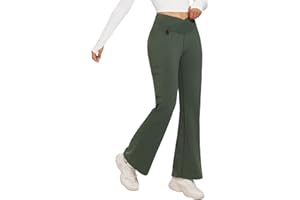 BALEAF Pantaloni da yoga da donna, in pile termico, foderati, a vita alta, a croce, pantaloni da jogging a gamba larga, pantaloni jazz, pantaloni rilassanti