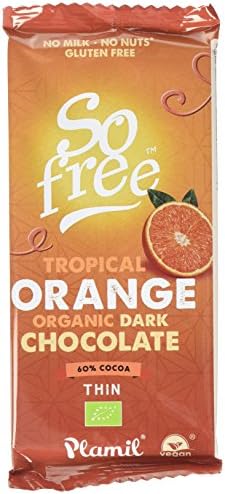 So Free Plamil 60 Percent Cocoa Tropical Orange Dark Chocolate, 80 g, Pack of 4