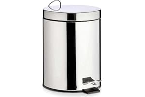 TU TENDENCIA ÚNICA Papelera de Acero Inoxidable para Baño con Pedal y Asa. Cubo Interior Extraíble (3 Litros)
