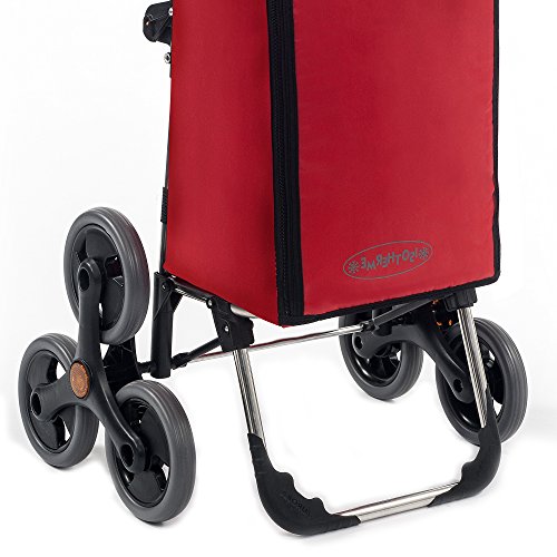 Treppensteiger Einkaufstrolley Seena in rot mit 50L & Kühlfach – Einkaufsroller Trolley bis 30kg belastbar – Gewicht nur 2.5kg - 5