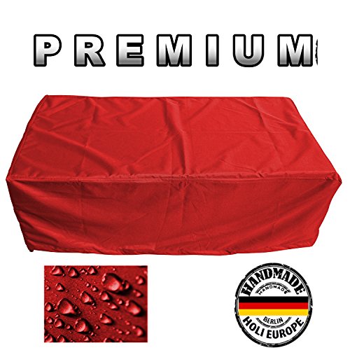 Holi Europe PREMIUM Gartentisch Gartenmöbel Hülle Abdeckung Schutzhülle Haube Abdeckplane Garnitur 480g /lfm (Rot, Breite 130cm x Tiefe 130cm x Höhe 75cm)