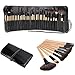 LyDia® 32pcs Eco-Friendly Natural Wooden Handle Face Powder/Foundation/Concealer/Angled Blush/Contour/Eyeshadow/Eyeliner/Mascara/Eyebrow/Sponge applicator Makeup Brush Set with Black Case