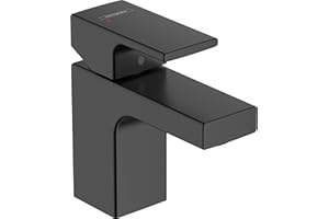 hansgrohe Vernis Shape - Waschtischarmatur ohne Ablauf, isolierte Wasserführung, Wasserhahn Bad mit Auslauf Höhe 70 mm, Mischbatterie Waschbecken wassersparend (EcoSmart), Mattschwarz