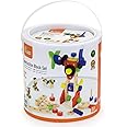 Viga Wooden 68 Piece Model Construction Tub Set - Childrens Wood Building Toy
