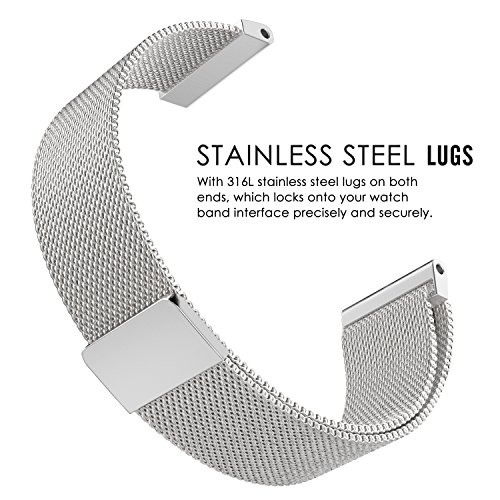MoKo Garmin vívoactive HR Armband – Edelstahl Milanese Magnet Uhr Band Strap Uhrenarmband Erstatzband Replacement für Garmin vívoactive HR Sport GPS-Smartwatch, Silber - 5