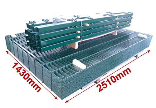 Preisvergleich Produktbild 50m Zaunanlage Gartenzaun Zaun 1430mm Doppelstabmatten Verzinkt + Pulverbeschichtet