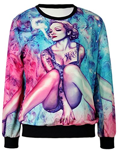 THENICE Women's Digital Print Pullovers Sweatershirts