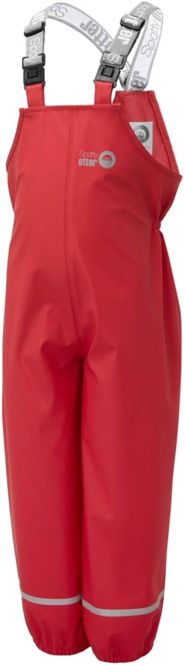Spotty Otter Forest Ranger Waterproof PU Dungarees - Red - 1-2 Years (80-92cm)