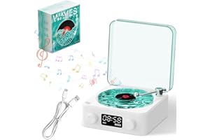 ZINUEEN The Waves Vinyl Player, Waves Vintage Vinyl Record Player Bluetooth Speaker, 2024, nuovo giradischi in vinile, lettore di registri in vinile Bluetooth, Waves Retro Vinyl Record Player (Weib.)