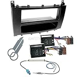 Setinhalt: Radioblende (schwarz), Radioanschlusskabel für Mercedes C-Klasse, Antennenadapter (fahrzeugspezifisch), Entriegelungswerkzeug für das Mercedes Werksradio