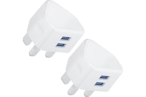 REKAVIN USB Plug Phone Charger 2 Pack Mains Charge Dual Port Twin Wall Plugs with Smart IC 5V 2.1AMP Charging for iPhone 16 15 14 13 12 11 XS XR X 8 7 6,iPad Pro,Samsung,Mobile ect