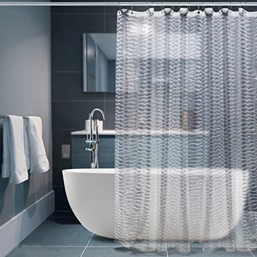 Shower Curtains, Etersky Mould-Proof Shower Curtain Liner, EVA Mildew and Mould Resistant, Waterproof Lining for Bathroom with 12 Metal Hooks - 72'' x 72''