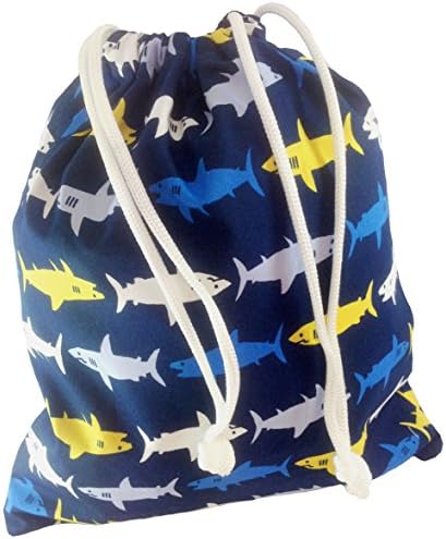 Kids Cotton Wash Bag Drawstring small - Sharks