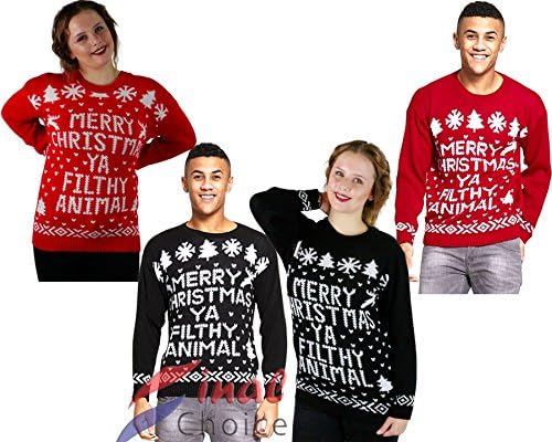 New Unisex Women's Men's Merry Christmas Ya Filthy Animal Xmas Knitted Jumper