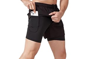 Dress Cici 2 in 1 Running Shorts With Phone Pocket, Premium Quality Gym Shorts With Liner for Men,Quick Dry