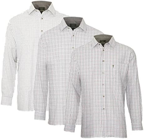 3 Pack of Mens Champion Ayr Country Casual Tattersal Check Long Sleeved Shirt