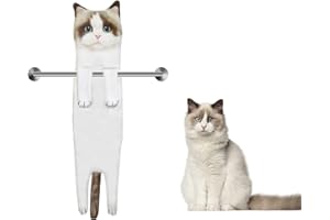 PAT JUUMG Divertenti Asciugamani Gatto,Casa E Cucina Bagno Decorazioni Asciugamano Gatto,Gatto Gadget Casalinghi,Idee Regalo Donna Originali,Regali Per Casa Nuova,Regalo Compleanno Per Amanti Dei Gatti/Mamma