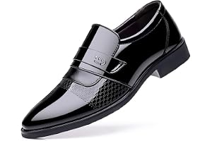 BWBVHRHZY Slip-on låga lackskor for män, brittiska blanka singelskor, stora mäns fritidsläderskor(Black,43 EU)
