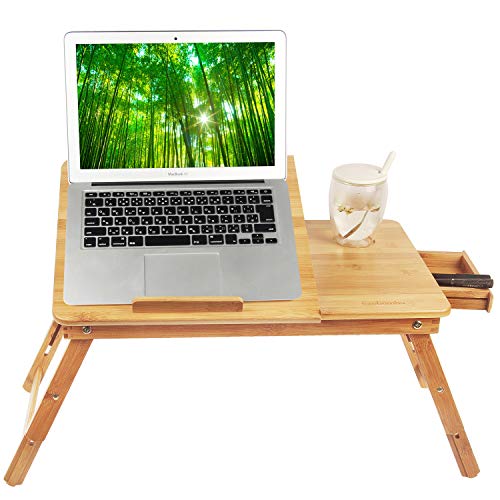 Laptop Desk Tray,Serving Bed Tray,Notebook Holder & Stand, Adjustable & Foldable with Flip Top and Drawers