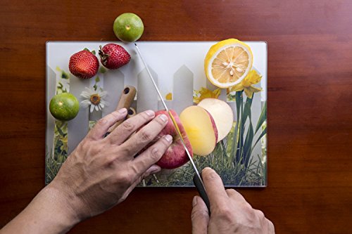 Schneidebrett aus Sekuritglas Tablett für die Küche, Tisch Dessertteller oder Käse hitzebeständig Multifunktions – 20 x 30 cm, Jardin, 200 x 300 x 4 mm - 6