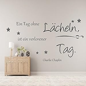 Wandschnörkel ® AA00 Ein Tag ohne Lächeln...Spruch Wanddekoration Wandaufkleber Wohnzimmer Farbe./Größenauswahl Wandaufkleber