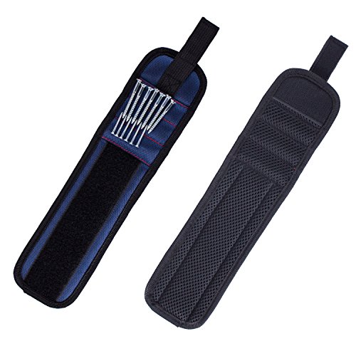 Magnetisches Armband – Diealles Magnetische Pickup-Kit für Halten Schrauben, Nägel, Kleine Werkzeuge, Bolzen & Mehr (Blau),35x9cm - 4