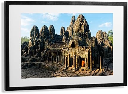 Eyecandy Art Group Bayon Temple – Burma-Special Edition Framed Fine Art Giclee Mounted Print 30x20. Individually Numbered by Award Winning Photographer, Wood Ash Black