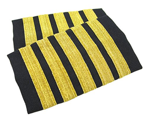 Aero PhoenixEgolets, 5 Stripe Novelty Pilot Epaulets (Gold Metallic on Navy)