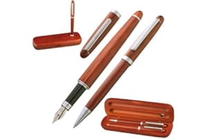 VERTRIEB DURCH PRESENTS & MORE Edles Holz-Schreibset bestehend aus Kugelschreiber und Füllfederhalter