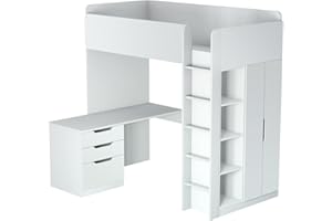 Polini Kids Hochbett mit Kleiderschrank und Schreibtisch, 1447.9