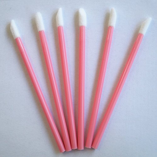 Dermastil, 100 Stück Fusselfrei Microfaser Lippenpinsel- Reinigungsstäbchen für Wimpernverlängerung- Rosa- Weiss