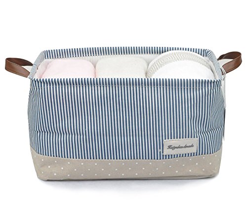 Organisieren Körbe für Kleidung Lagerung – Lagerung Körbe aus umweltfreundlichen Baumwolle. Arbeitet als Stoff Schublade, Babyraum, Spielzeug-Speicher. Hohe Qualität Kinderzimmer Körbe passen auf die meisten Regale, Marineblau - 2