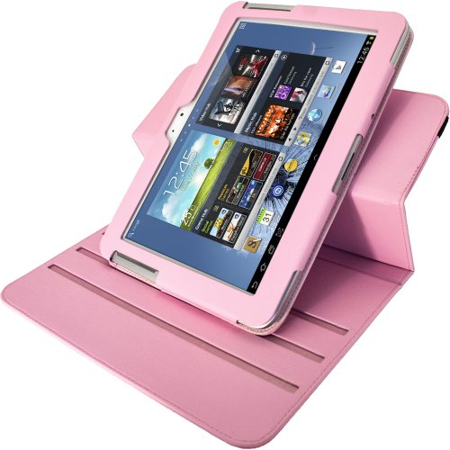 igadgitz Pink Rosa 360° Rotierende Abnehmbare PU Leder Tasche Schutz Hülle Schutzhülle Ledertasche Lederetui Etui Case Cover für Samsung Galaxy Note 10.1 N8000 WiFi 3G Android Tablet + Display Schutzfolie - 7