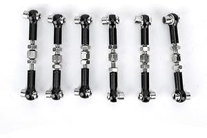 DILWE 6PCS RC Adjustable Servo Links Tie Rod Set Compatible with HSP/Redcat ZD Racing/Hpi/LRP/Wltoys 1/12 and 1/10 Drift Car Truck Buggy(Black)