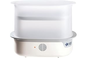 Tommee Tippee Supersteam Electric Steam Steriliser for Baby Bottles, Kills Viruses and 99.9 Percent of Bacteria, 5-Minute Sterilisation Cycle, White