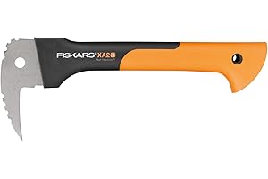 Fiskars Sapie, Longueur: 37 cm, Lame en acier trempé/Manche résistant en fibre de verre, Étui de rangement et de transport inclus, Noir/Orange, WoodXpert, XA2, 1003622
