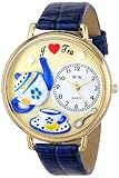 Whimsical Watches Unisex-Armbanduhr Tea Lover Royal Blue Leather And Goldtone Watch #G0310009 Analog Leder Mehrfarbig G-0310009
