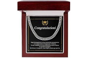 LUNA JEWEL Collana Laurea con dedica, Colore argento Argento, per Uomo o Donna, Ciondolo a Forma di Cuore, o collana in acciaio inox, Regalo Perfetto per Laurea, diploma, con Cofanetto LED e Messaggio